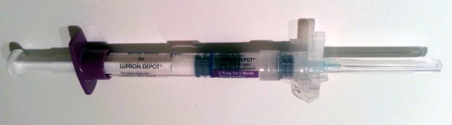 Syringe labeled Lupron Depot